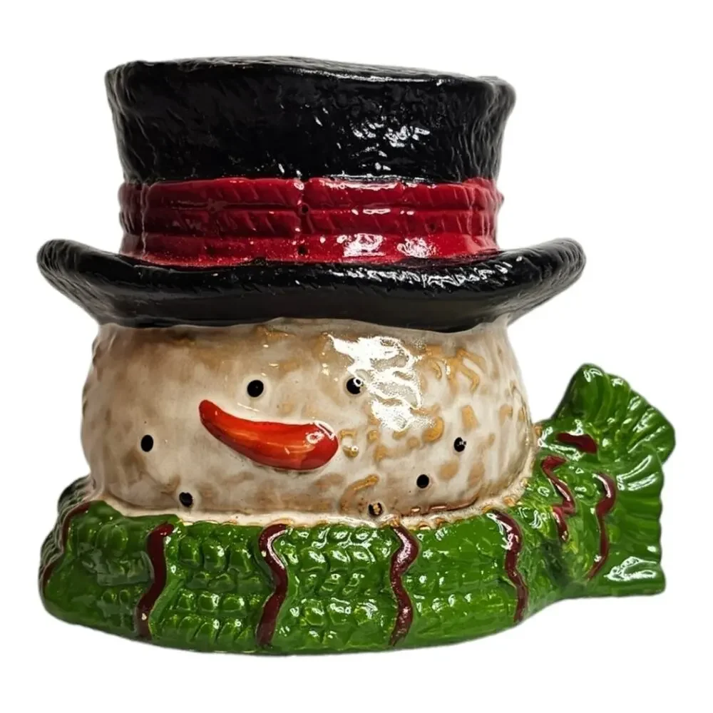 Yankee Candle Ceramic Stoneware Snowman w/ Top Hat Tealight Votive Holder 2012